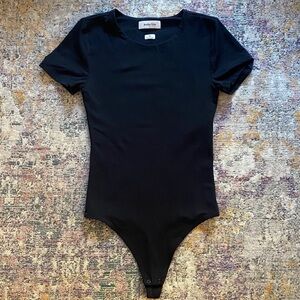 Aritzia Babaton Black Short-Sleeve One-Piece Bodysuit